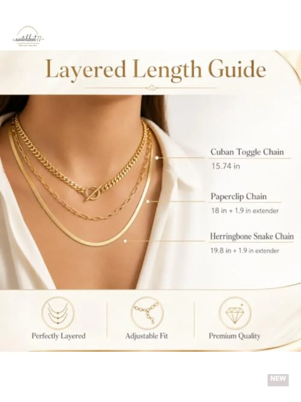 14K Gold Plated Layered Necklace Set, Stacking Chain Necklace for Women